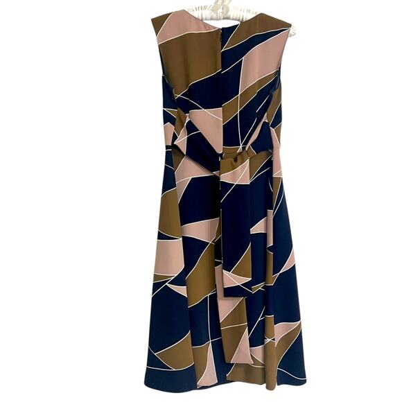 Ann Taylor Modern Geo Tie Waist A-Line Dress Color Block Size 8P Career Office - Picture 7 of 13